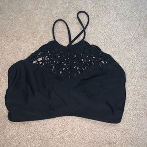 Black halter swim top
